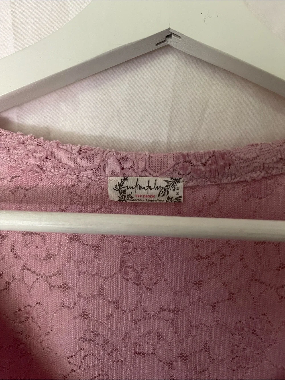 Free People Cloud Ride Notch Sheer Lace Top Lavender Size M Fairycore Grunge